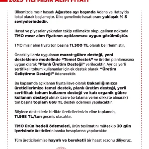 2025 Yili Misir Alim Fiyati Aciklandi Ton Basina 11 Bin