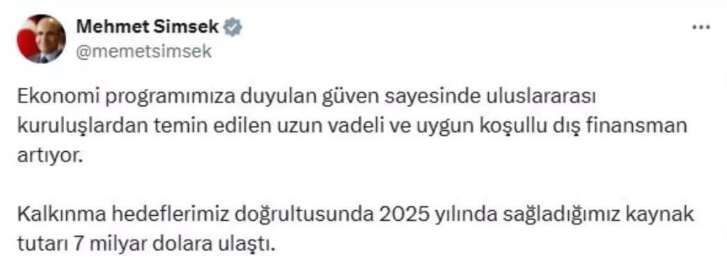 2025te Dis Finansman 7 Milyar Dolar Olacak