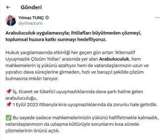 Adalet Bakani Tunc 271 Bin Vatandas Arabuluculuk ile Sorununu Cozdu