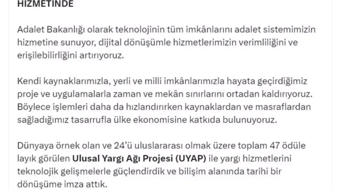 Adalet Bakani Tunctan Dijital Donusum ve e Tebligat Sistemi Aciklamalari
