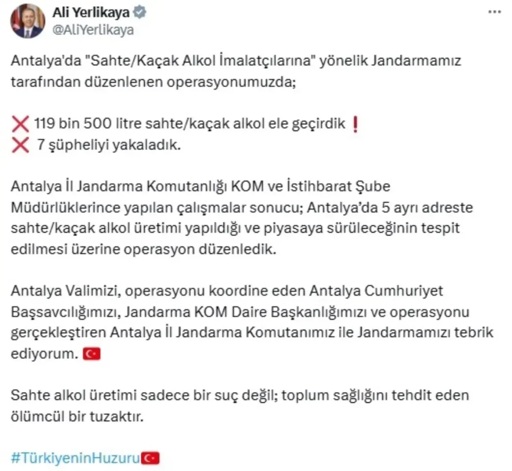 Antalyada Sahte Kacak Icki Operasyonu 119 Bin Litre Ele Gecirildi