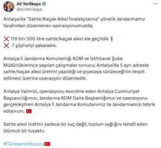 Antalyada Sahte Kacak Icki Operasyonu 119 Bin Litre Ele Gecirildi