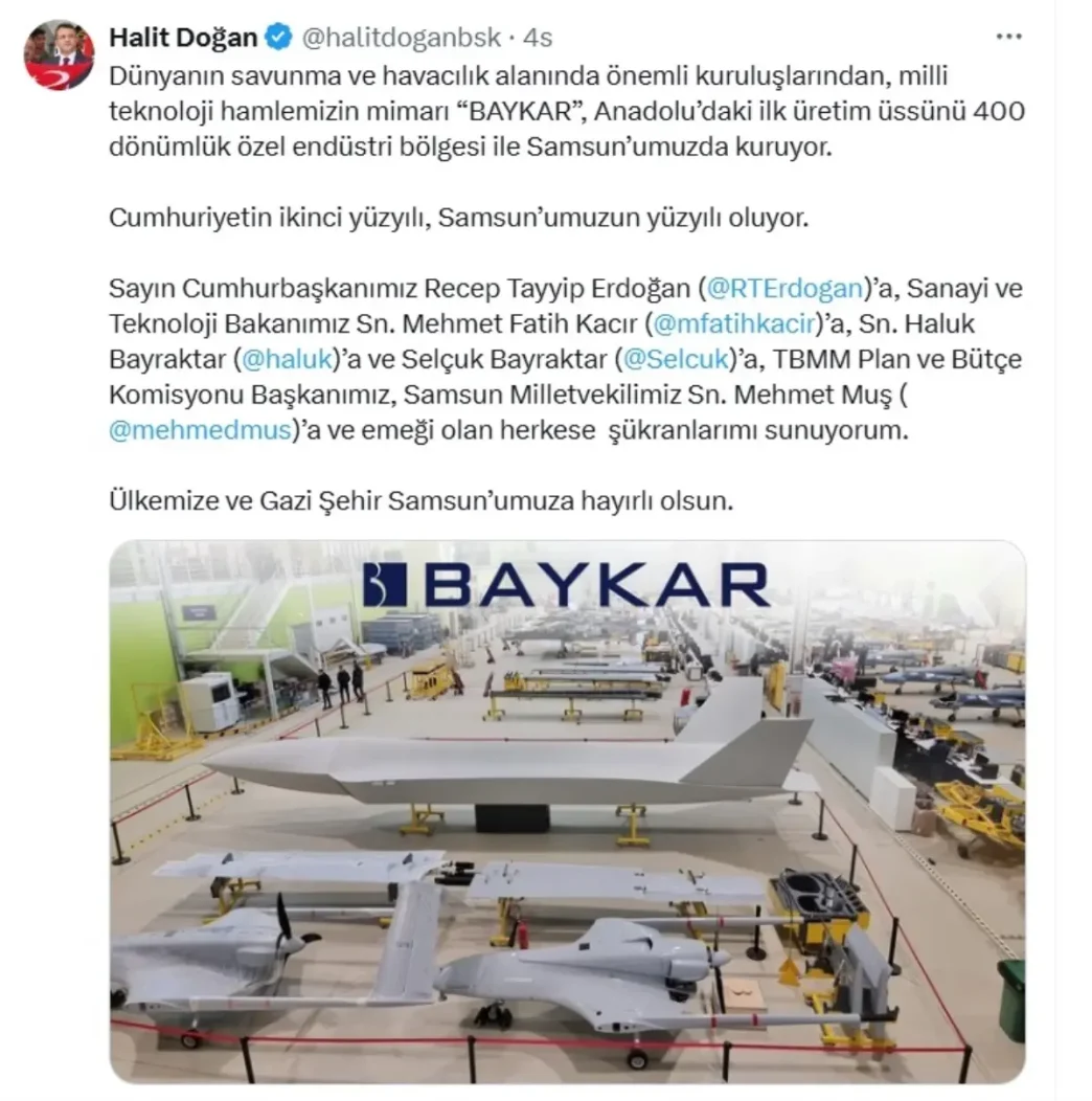 BAYKARin Anadoludaki Ilk Uretim Ussu Samsuna Kurulacak