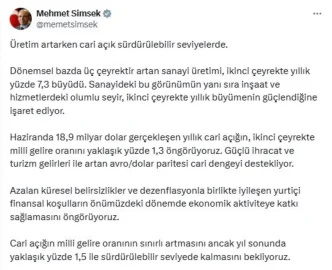 Bakan Simsek Cari Acik Yil Sonunda Surdurulebilir Seviyede Kalacak