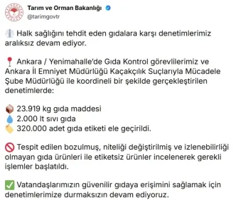 Bakanlik Halk Sagligini Tehdit Eden 23 Ton Gida Maddesi Ele
