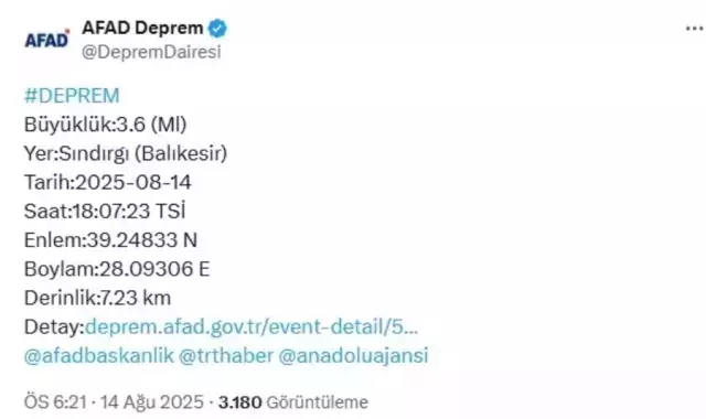 Balıkesir Sındırgı'da deprem mi oldu? SON DAKİKA!