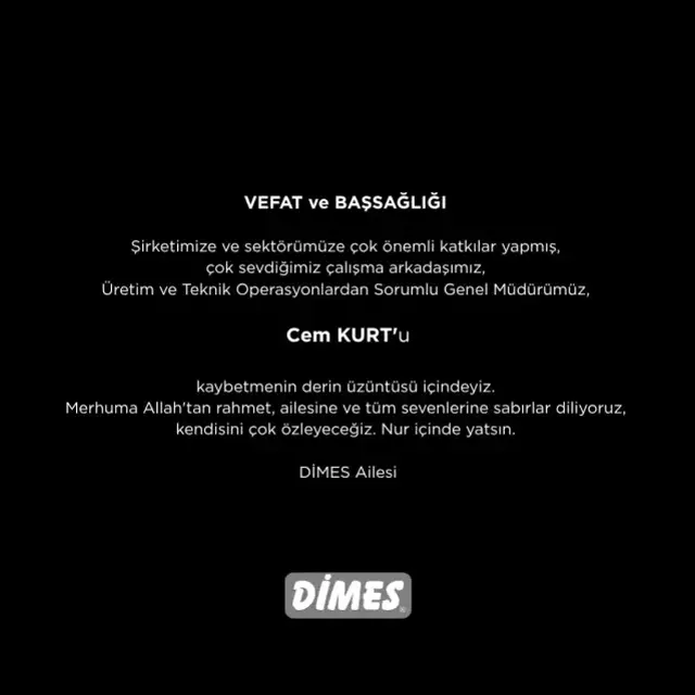 DİMES Genel Müdürü Cem Kurt hayatını kaybetti