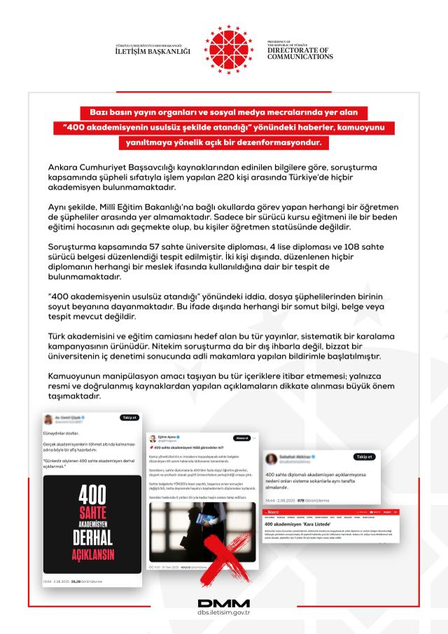 DMM'den '400 akademisyenin usulsüz şekilde atandığı' iddiasına ilişkin açıklama