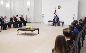 Irak Basbakani Sudani Bagdatta Turk is insanlariyla gorustu