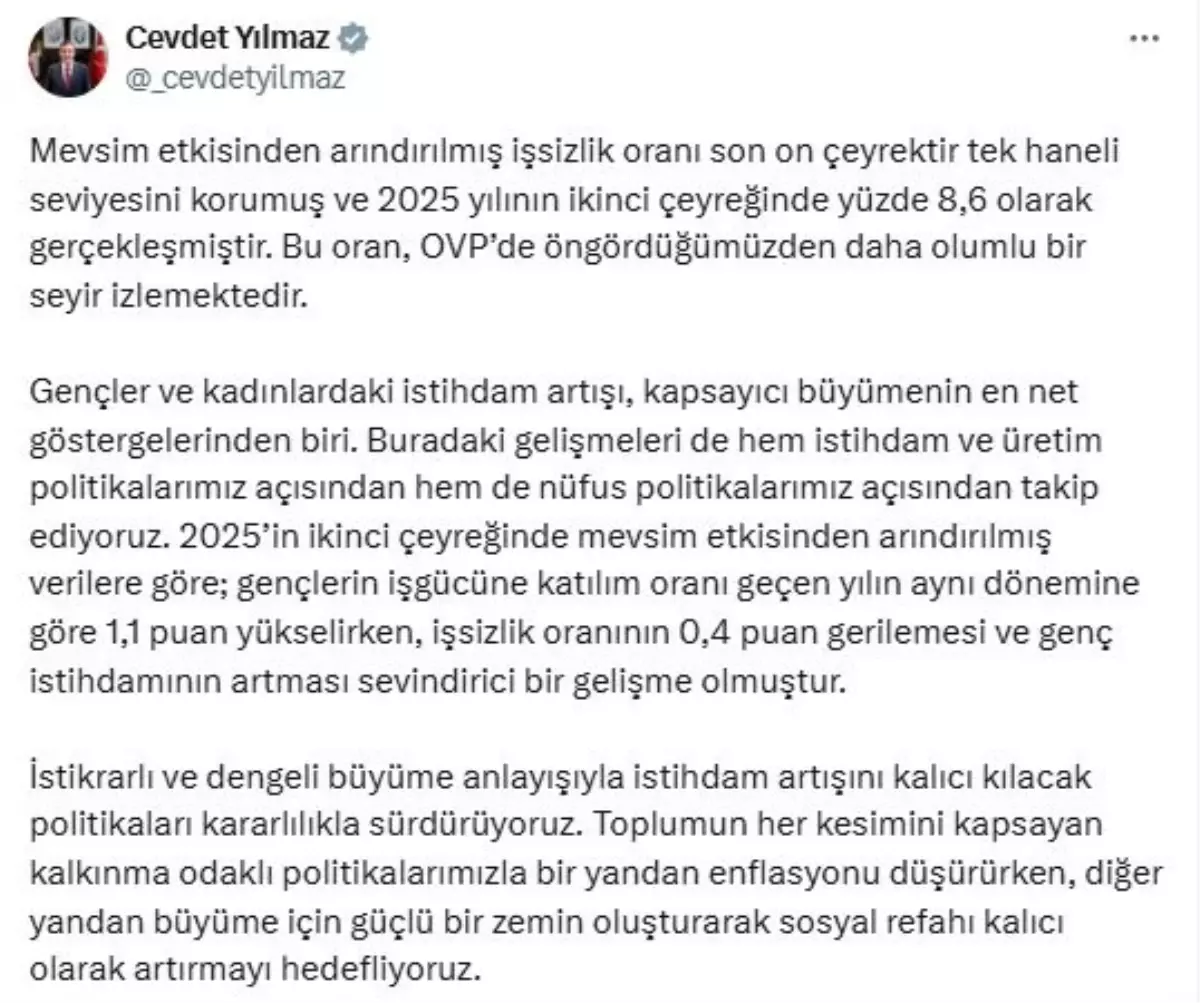 Issizlik Orani Tek Haneli Seviyede Kalmaya Devam Ediyor