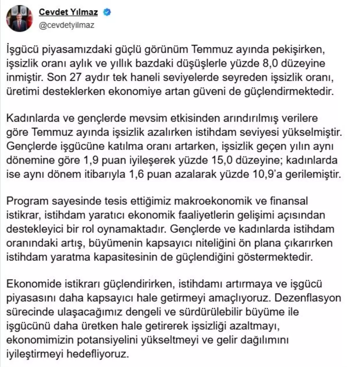 Issizlik Orani Yuzde 8e Geriledi