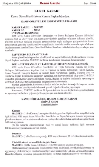 Kamu Gorevlileri Hakem Kurulundan Memur ve Emeklilere Zam Karari