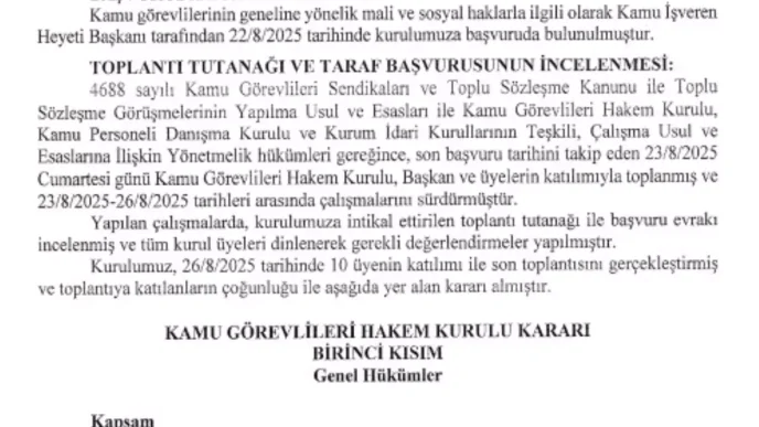 Kamu Gorevlileri Hakem Kurulundan Memur ve Emeklilere Zam Karari