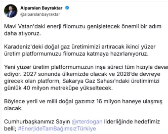 Karadenizde yeni uretim platformu devreye alinacak