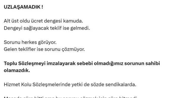 Memur Sen 8 Donem Toplu Sozlesme Gorusmelerinin Uzlasmazlikla Sonuclandigini Duyurdu