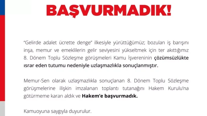Memur Sen Toplu Sozlesme Gorusmelerinde Uzlasmazlik