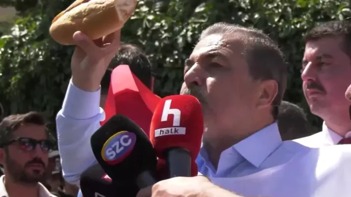 Memurlar sokaga indi Calisma Bakanliginin onune ekmek biraktilar