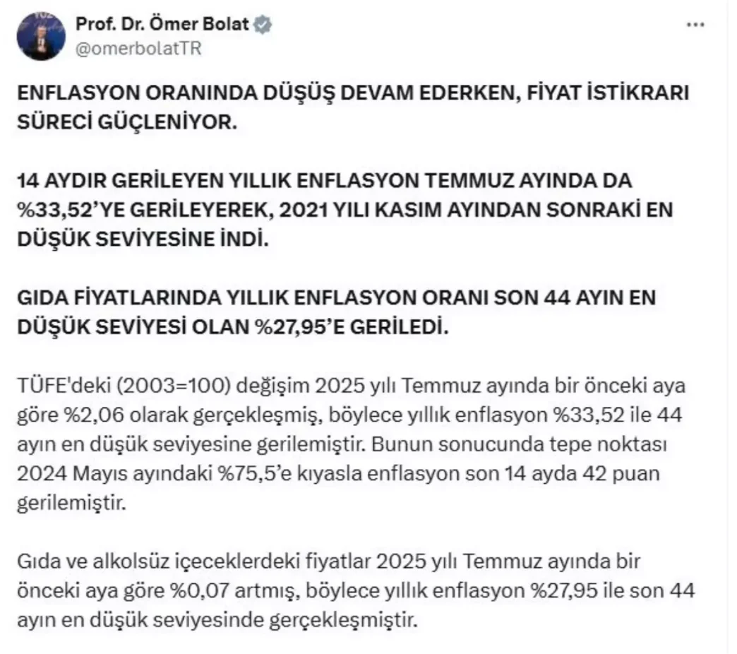 Ticaret Bakani Bolat Enflasyon Dususu Devam Ediyor