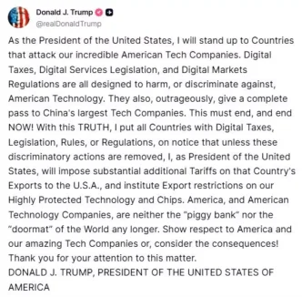 Trump Dijital Hizmet Vergilerine Yanit Olarak Ek Gumruk Vergileri Getirecek