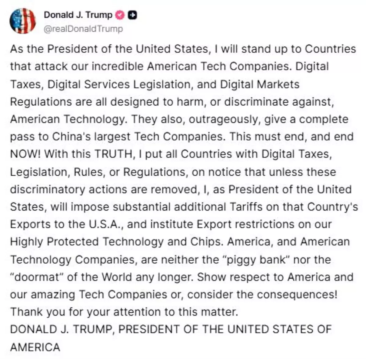 Trump Dijital Hizmet Vergilerine Yanit Olarak Ek Gumruk Vergileri Getirecek