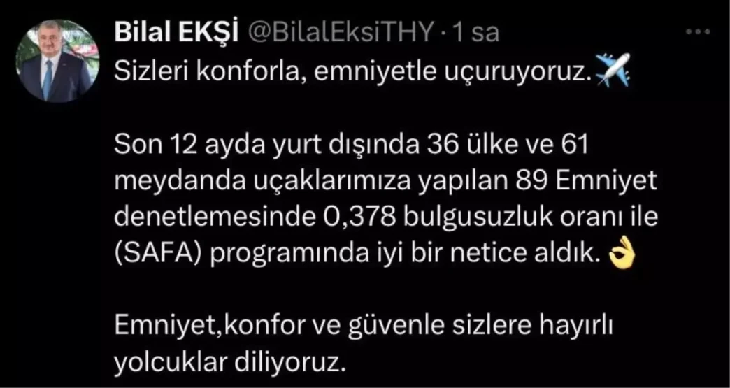 Turk Hava Yollarindan Emniyet Denetiminde Basari
