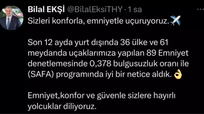 Turk Hava Yollarindan Emniyet Denetiminde Basari