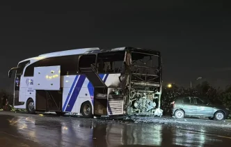 Umraniyede Yolcu Otobusunde Yangin Cikti