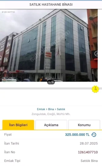 Zonguldakta Anadolu Hastanesi Binasi Satisa Cikarildi