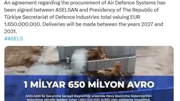 ASELSAN ve SSB Arasinda 165 Milyar Avroluk Hava Savunma Sozlesmesi
