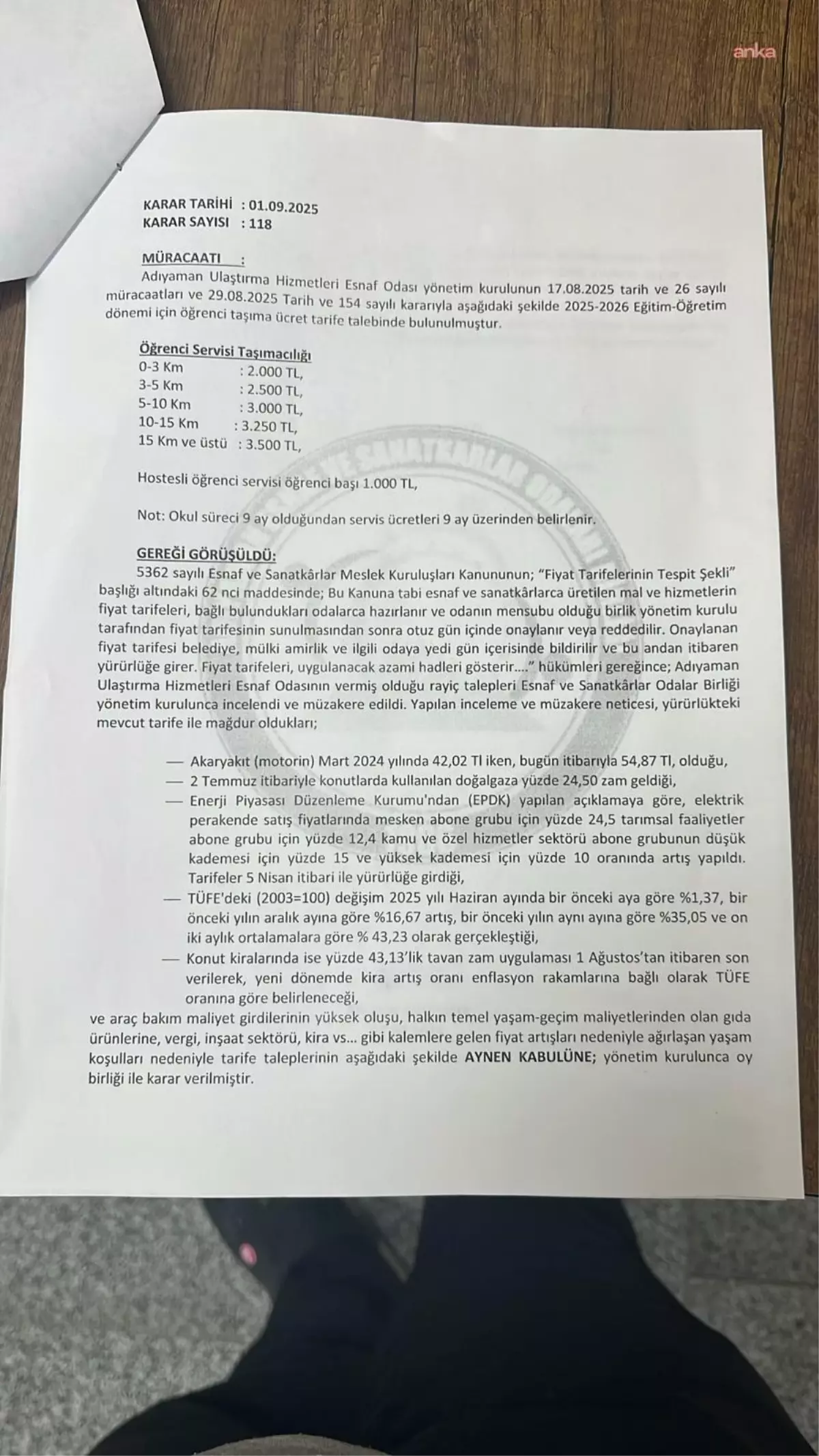 Adiyamanda Ogrenci Servis Ucretleri Belirlendi