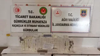 Agrida Gurbulak Sinir Kapisinda 4 Bin 450 Paket Kacak Sigara