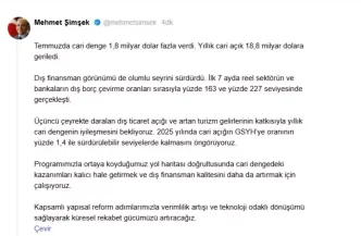 Bakan Simsek Cari Dengede Iyilesme Bekleniyor