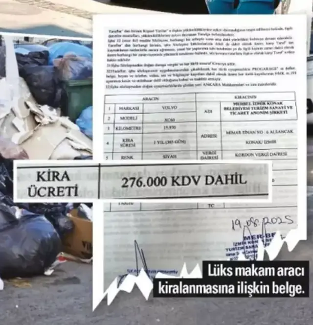 Çöplerin toplanmadığı Konak'ta belediye başkanına 276 bin TL'ye makam aracı kiralandı