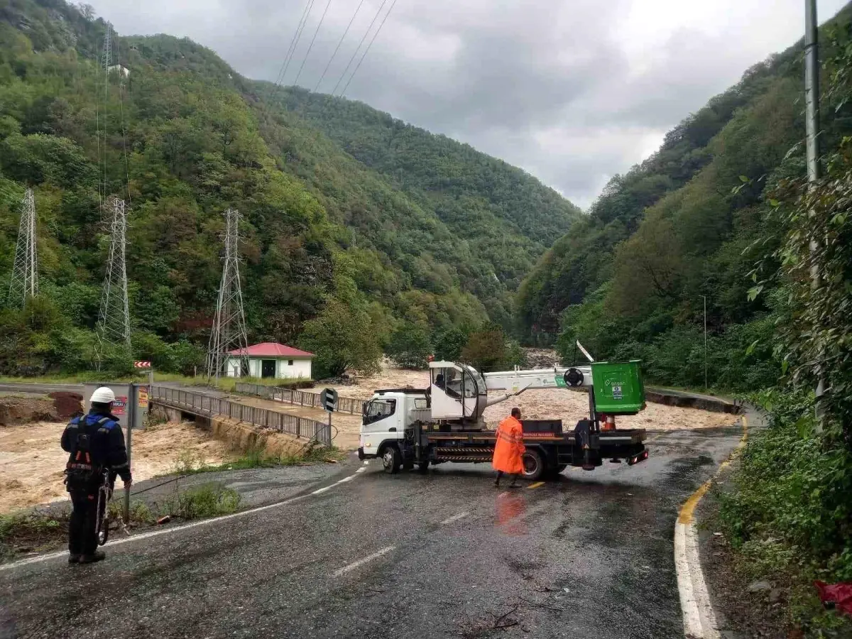 Coruh EDAS Sel ve Heyelan Sonrasi Elektrik Sebekesindeki Hasarlari Onariyor