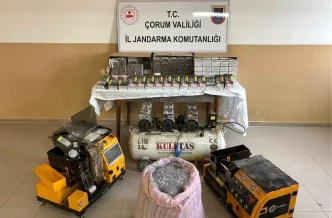 Corumun Alaca Ilcesinde Kacak Sigara Uretimi Operasyonu