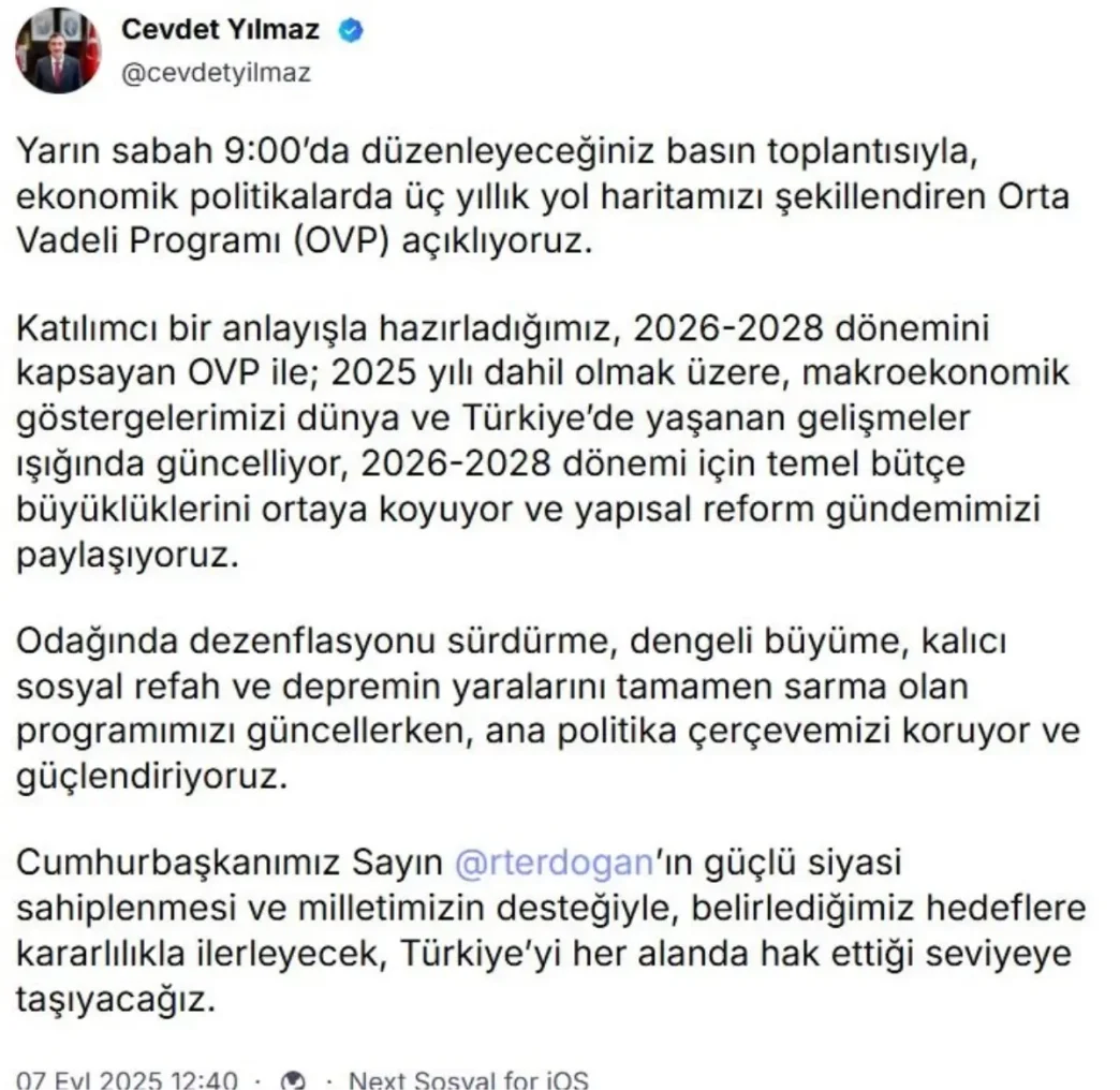 Cumhurbaskani Yardimcisi Cevdet Yilmazdan Orta Vadeli Program aciklamasi