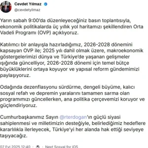 Cumhurbaskani Yardimcisi Cevdet Yilmazdan Orta Vadeli Program aciklamasi