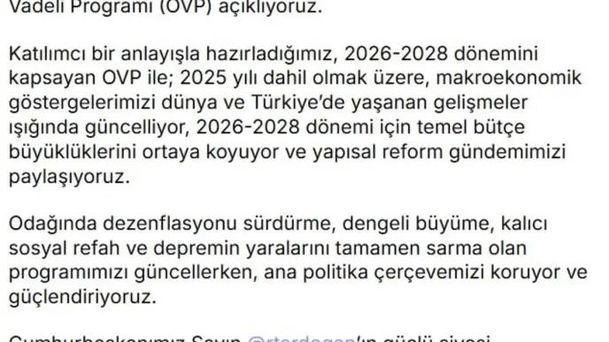 Cumhurbaskani Yardimcisi Cevdet Yilmazdan Orta Vadeli Program aciklamasi
