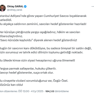 Cumhuriyet Basdanismani Saral savci cinayeti icin CHP lideri Ozeli sucladi