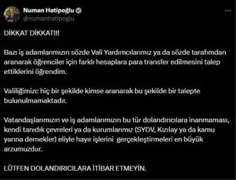 Elazig Valisi Dolandiricilik Olaylarina Dikkat Cekti