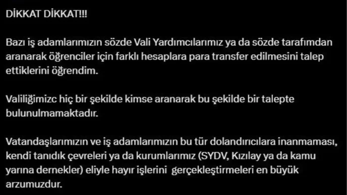 Elazig Valisi Dolandiricilik Olaylarina Dikkat Cekti
