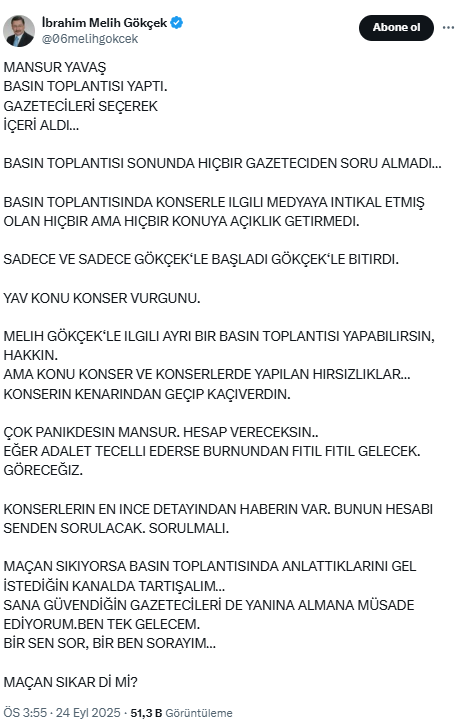 Gökçek'ten Yavaş'ın iddialarına yanıt: Maçan sıkıyorsa gel, istediğin kanalda tartışalım
