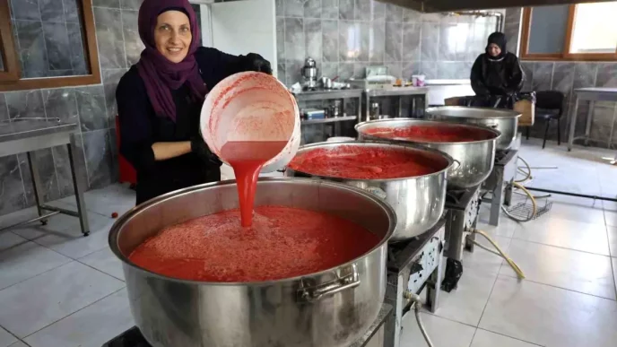 Hatayda Afetzede Kadinlar Domates Salcasi Uretiyor