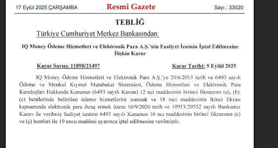 IQ Money ve Paypole ödeme kuruluşlarının faaliyetlerine son verildi