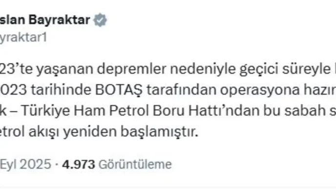 Irak Turkiye Ham Petrol Boru Hattinda Petrol Akisi Yeniden Basladi