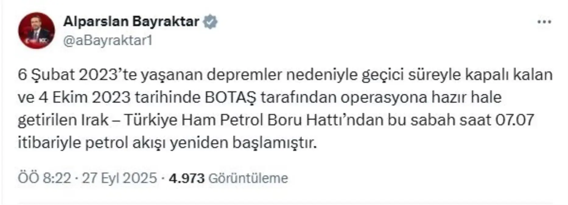 Irak Turkiye Ham Petrol Boru Hattinda Petrol Akisi Yeniden Basladi