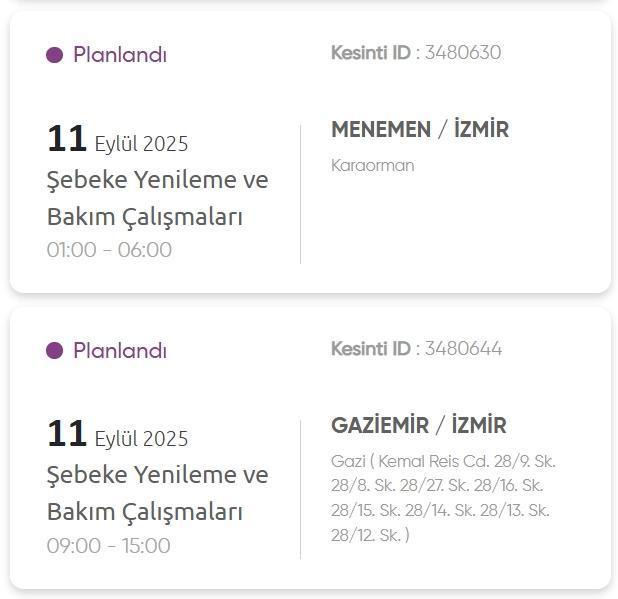 İzmir GEDİZ elektrik kesintisi! 11 Eylül İzmir'de elektrik kesintisi ne zaman bitecek, elektrikler ne zaman gelecek?