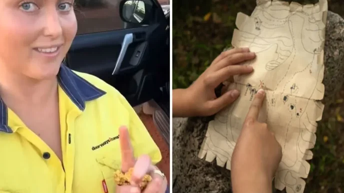 Kazmayi vurdugu yerden altin cikaran kadin haritasini paylasti