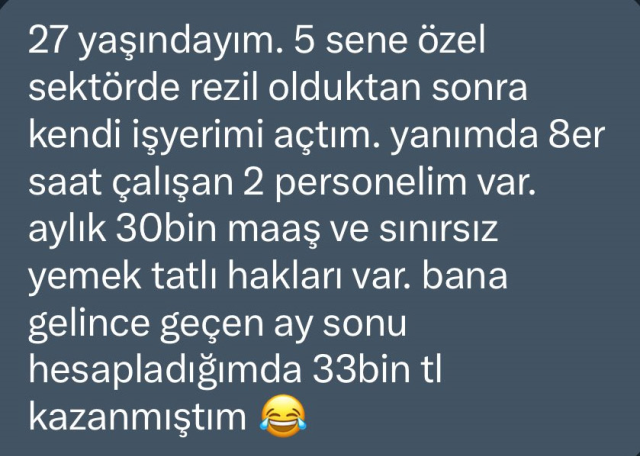 Kendi işini kurup çalışanıyla aynı parayı kazanan adam