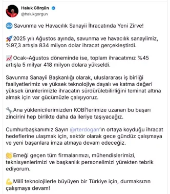 Savunma ve Havacilik Sanayi Ihracati Yuzde 973 Artti